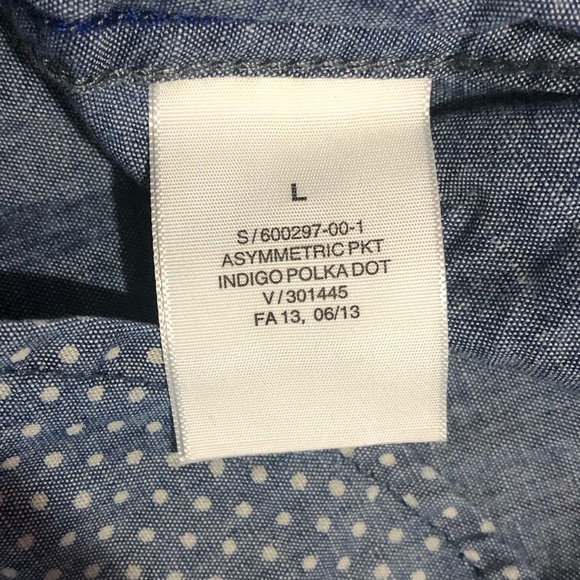 Gap 1969 Asymmetrical Pocket Polka Dot Denim Shirt - Picture 3 of 5